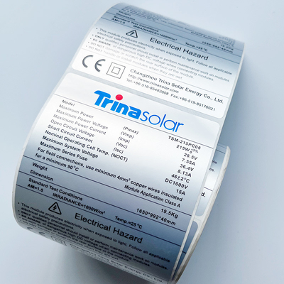 การพิมพ์ฉลากบาร์โค้ด PET แบบกาว Matte Silver Thermal Transparent Polyester Sticker