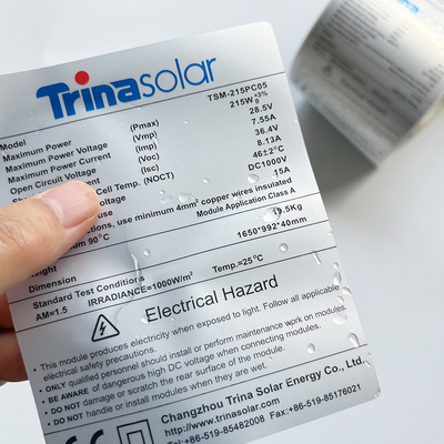 การพิมพ์ฉลากบาร์โค้ด PET แบบกาว Matte Silver Thermal Transparent Polyester Sticker